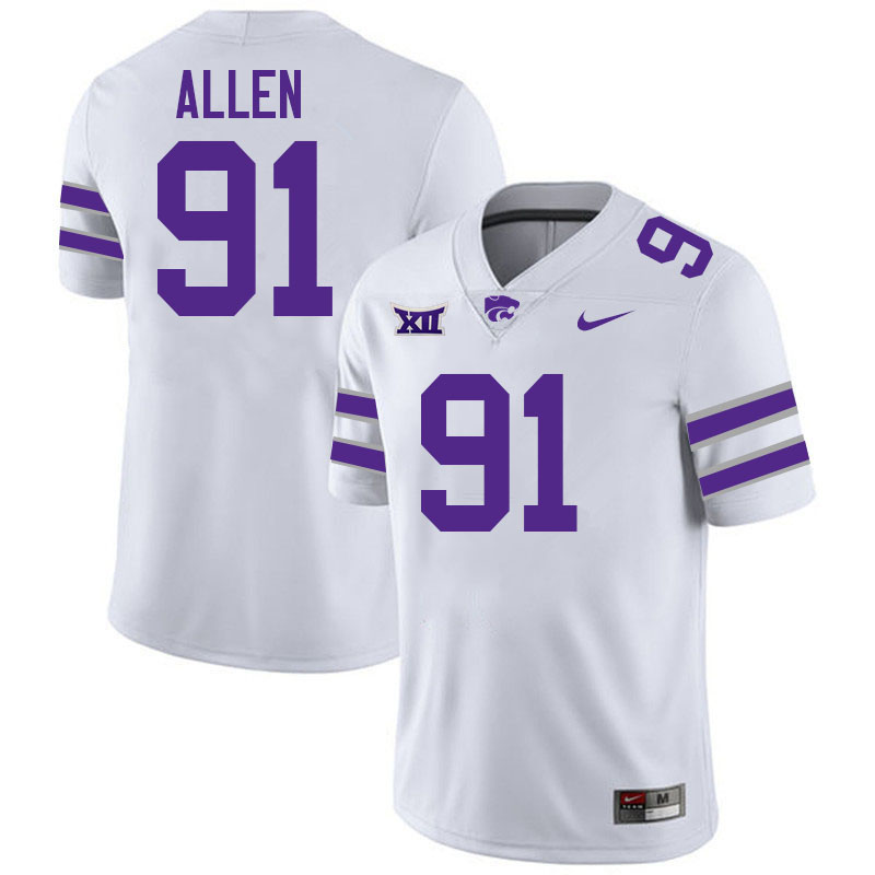 Jordan Allen Kansas State Jersey,Kansas State Wildcats #91 Jordan Allen Football Jersey-White
